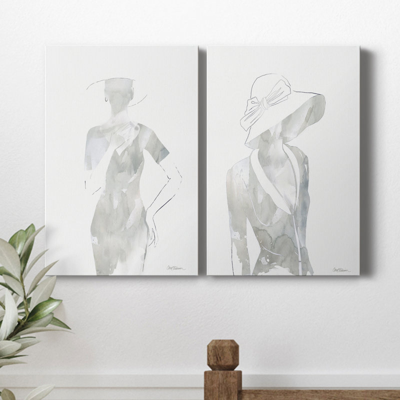 Fashion Cover I - ensemble d'art textuel sur toile tendue 2 pièces, H 12 po x l 8 po x P 1 po