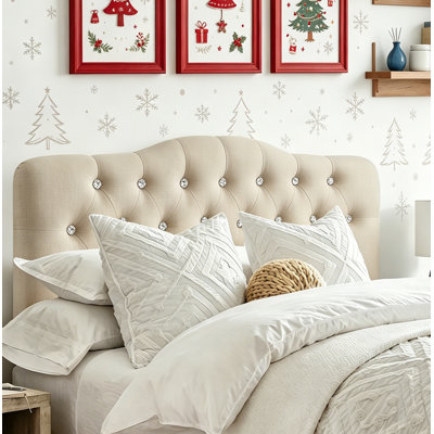 Linen Upholstered Headboard-Modern-Adjustable Height-Diamond Button Tufting