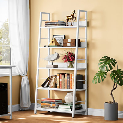 Keedy 59" H 5-Tier Wood and Metal Ladder Bookcase 