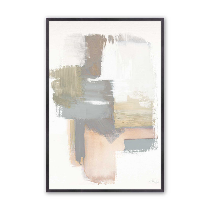 «Beige Ballet V2» sur papier, Cadre en zinc patiné, H 21,25 po x l 17,25 po