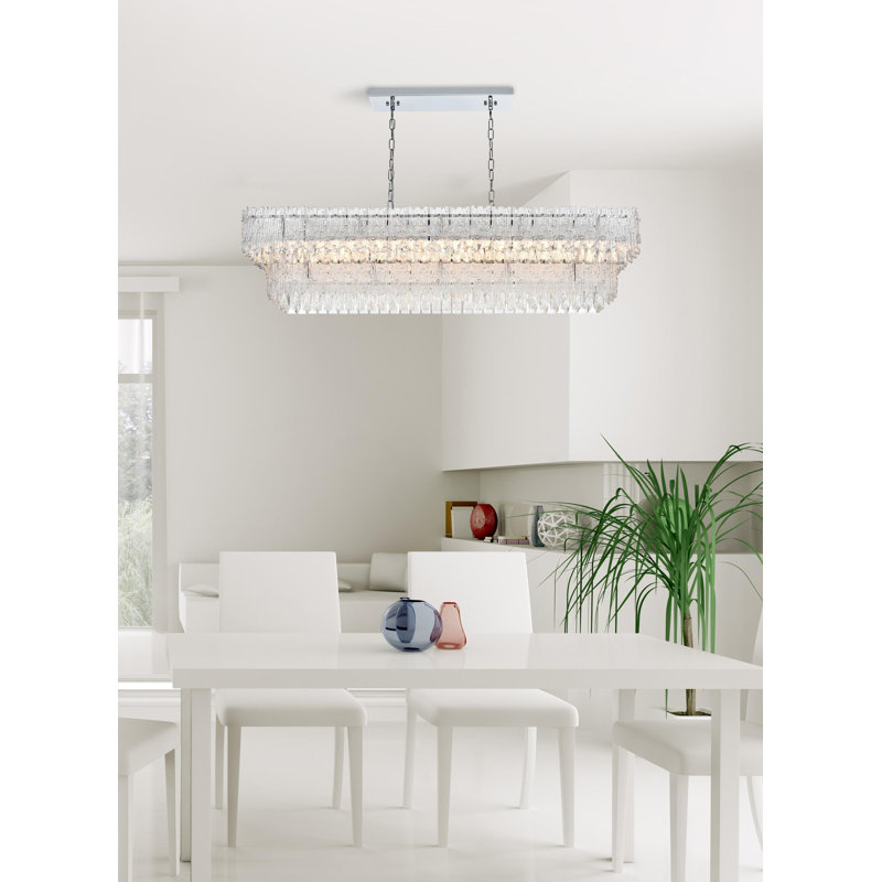  Lustre Aurora, H 12,5 po x l 14 po x P 50 po, 8, Chrome et transparent