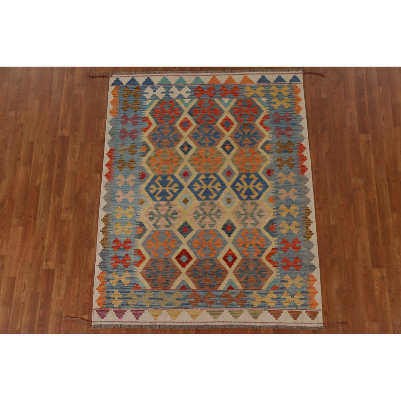Tapis oriental géométrique Kilim 5 x 6