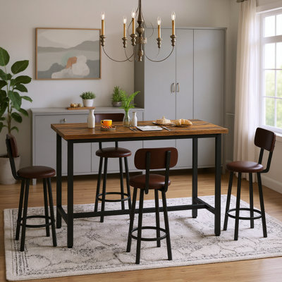 Enchantyd 5 Piece Kitchen & Dining Room Set with 4 Stools