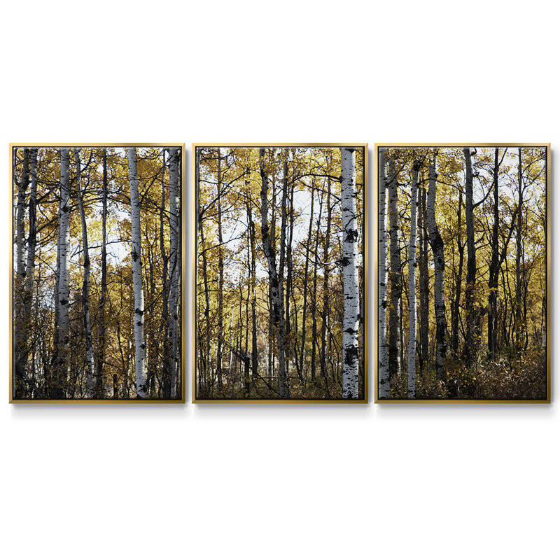 Sunny Grove - Toile encadrée multi-pièces, Or, H 36 po x l 75 po x P 2 po