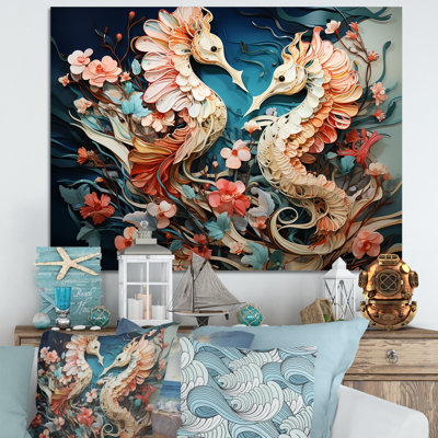 Seahorse Symphony Ethereal Beauty - plage et océan, reproduction d'art mural