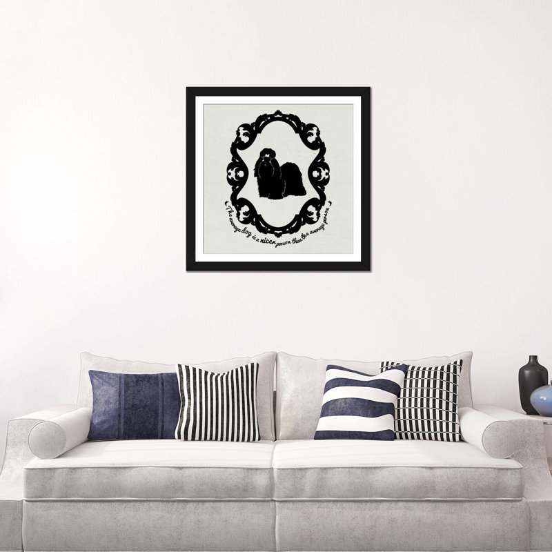 5by5collective «Shih Tzu», impression sur toile tendue, H 16 po x l 16 po x P 1 po, Papier beaux-arts encadré noir, Blanc
