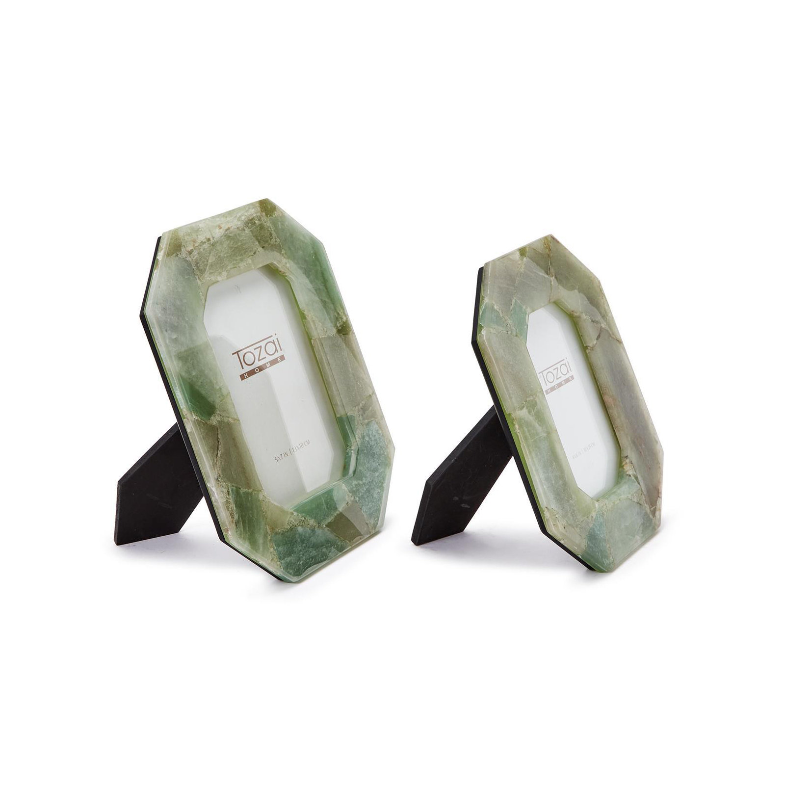 Set Of 2 White Quartz Photo Frame, Green