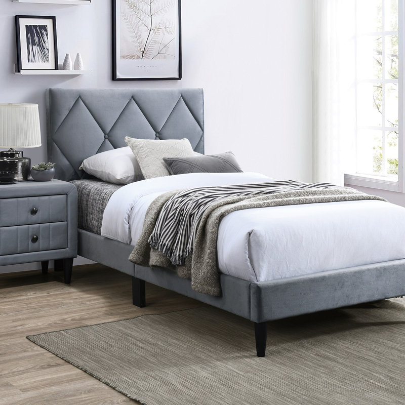 Velours de couleur grise magnifique table de chevet 1pc table de chevet 2X tiroirs meubles de chambre design élégant, Gris