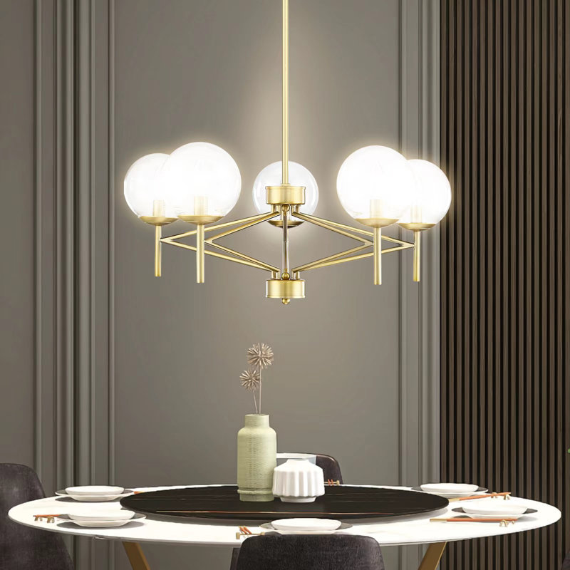 Luminaire suspendu noir classique Kreios PCCB-5L, Or