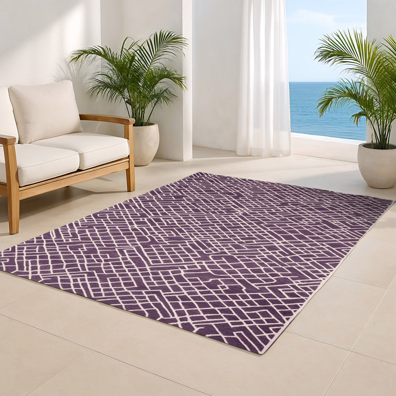Tapis mauve intérieur et extérieur Trellis, Rectangle 9 pi x 12 pi