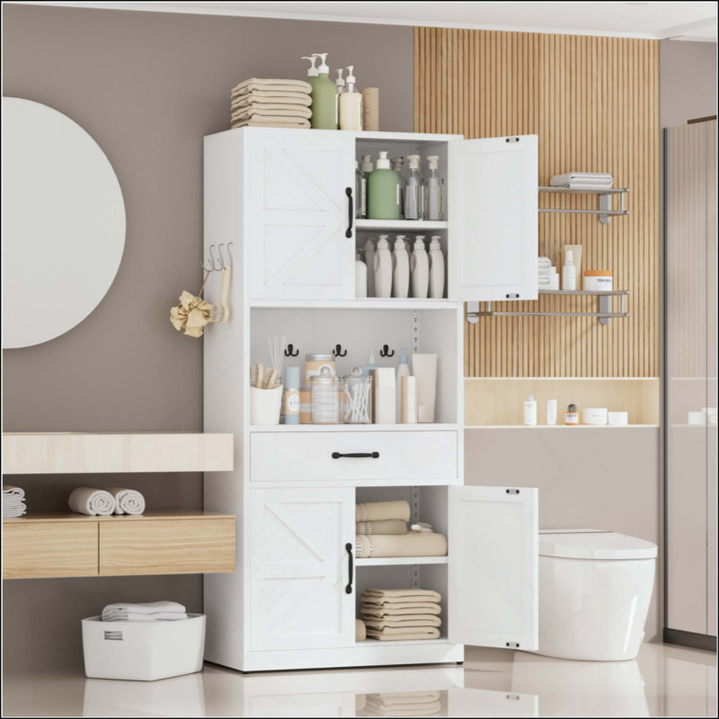 Armoire de rangement en acier de cuisine avec comptoir, tablettes réglables, tiroirs et crochets, armoire de style moderne robuste