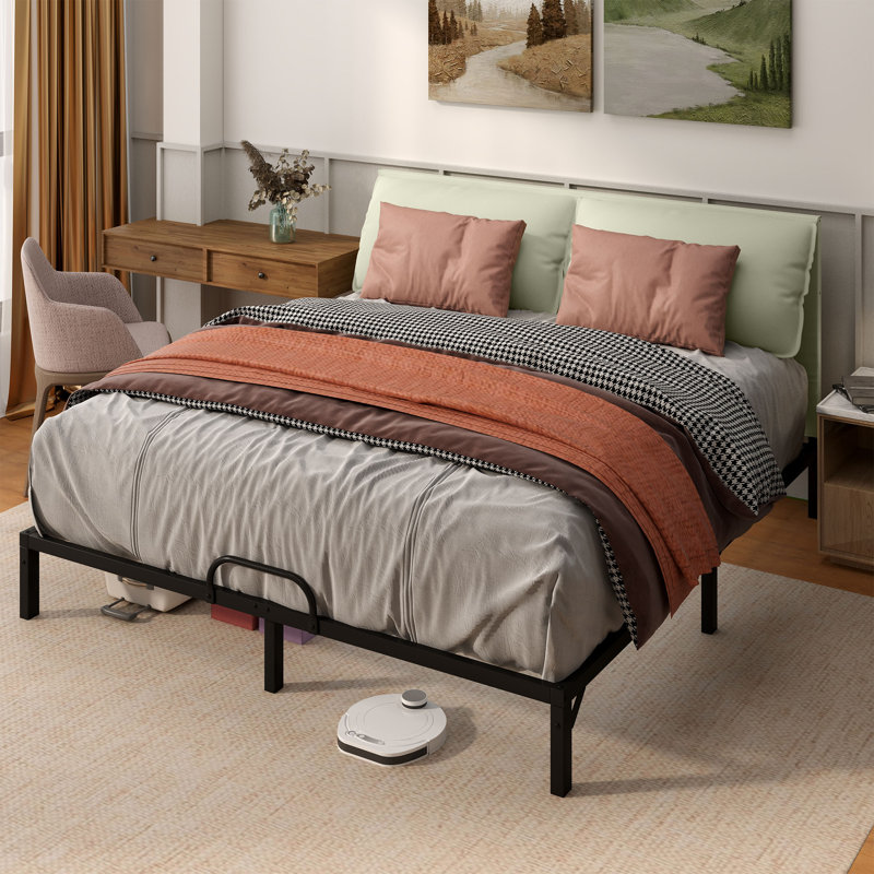 PU Leather Upholstered Bed, Beige, King