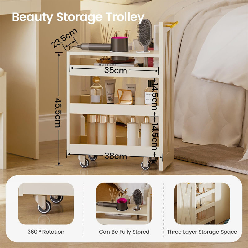 Solia Dressing Table with Mirror, Beige/Brown