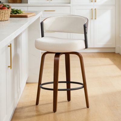 Tabouret de bar pivotant en bois cintré Mid-Century moderne