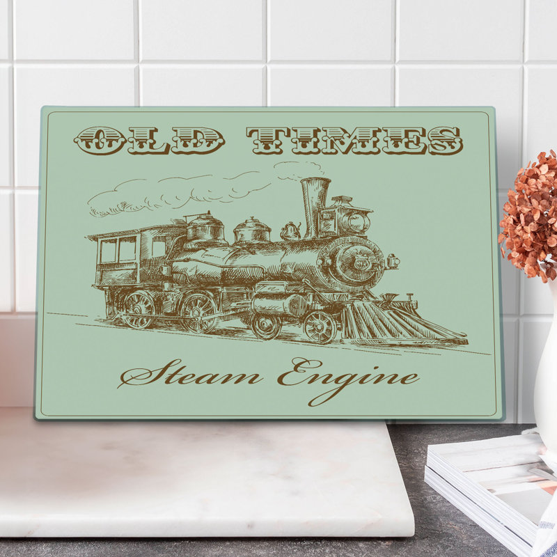 Planche à découper Ambesonne pour machine à vapeur grande taille train rétro ivoire caramel pâle