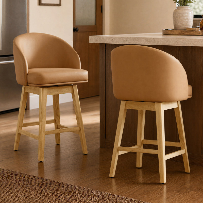 Tabourets de bar pivotants modernes de 68,3 cm (26,9 po) de hauteur comptoir, Brun