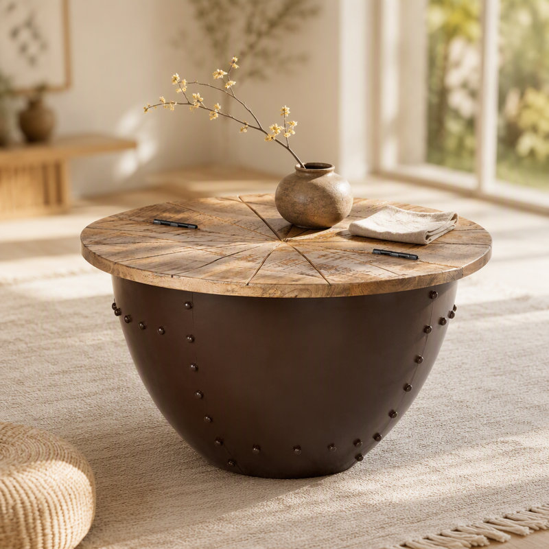 Table basse en bois et fer