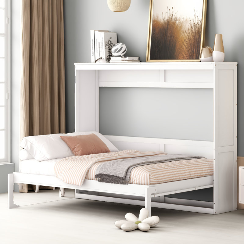 Lit escamotable multifonctionnel mural escamotable pour petits appartements / studios, Lit double, Blanc