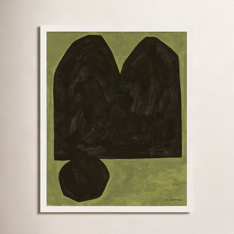 Module On Green 3 By Michael Kempen - Framed Wall Art, 25" H x 20" W x 1.25" D, White