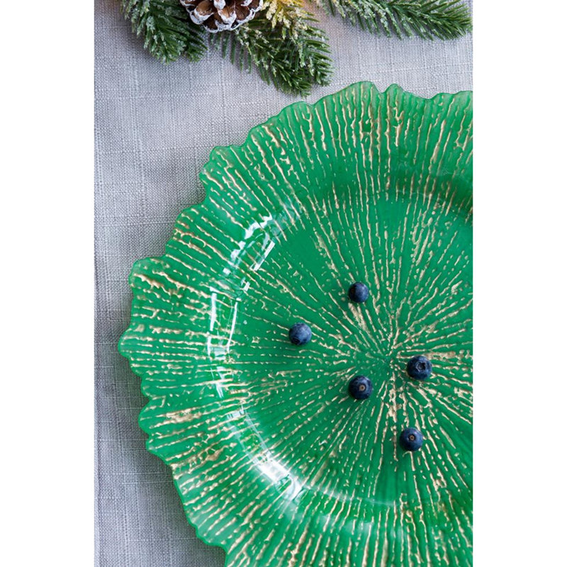 Set of 8 Green Plastic Reef Charger Plates