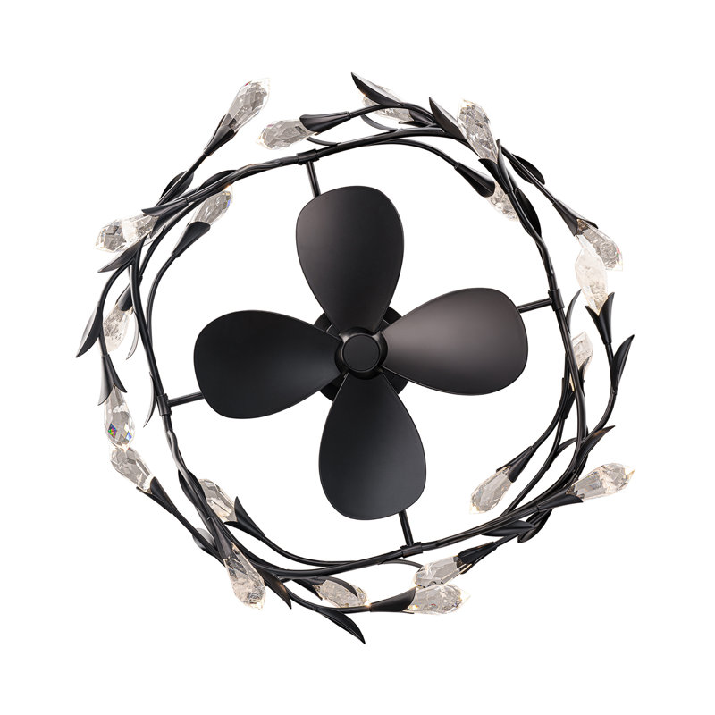 Secret Garden 20 Light Crystal LED Fandelier, Black