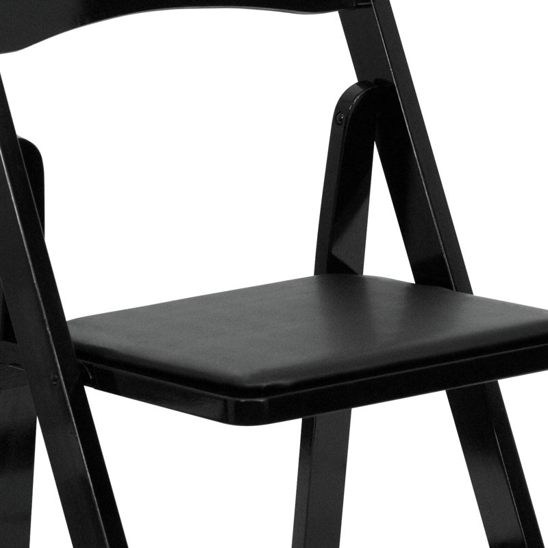 Chaises pliantes en hêtre avec sièges rembourrés Thornfeldt, Noir 
