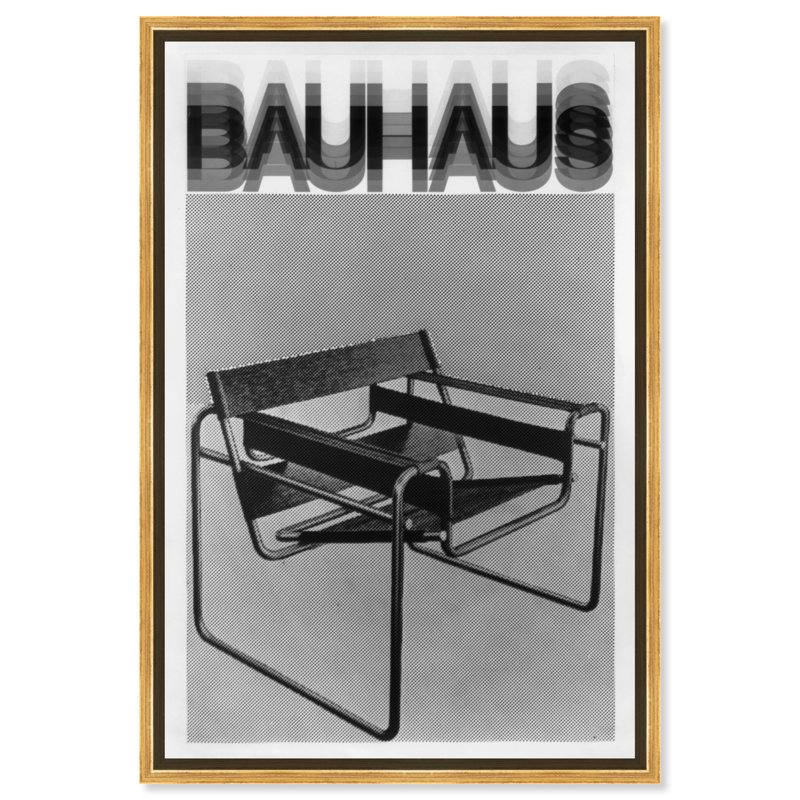 Typographie et citations, affiche de Bauhaus - Impression sur toile, H 36 po x l 24 po, Cadre flottant doré