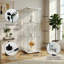 3-Tier Glass Single Door Display Cabinet, Floor Standing Curio Cabinet with Toughened Glass, Black / White-1318314417