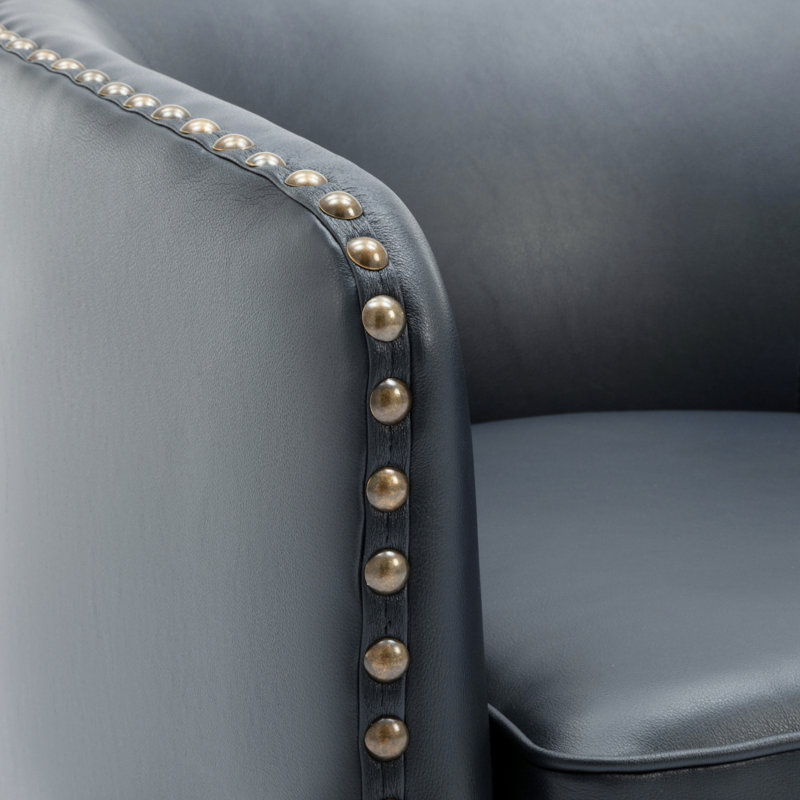 Fauteuil pivotant Trenton, Similicuir bleu foncé