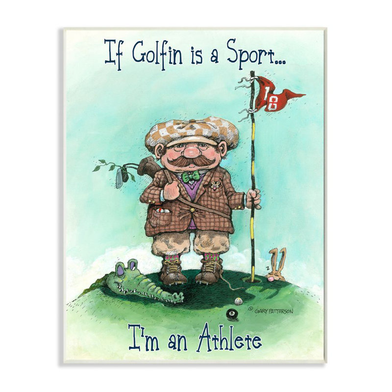 « i is a athlète amusant golf drawing sports design » par gary patterson, impression, H 15 po x l 10 po, Plaque murale