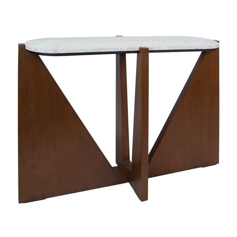 120cm Stone Top Console Table, Brown