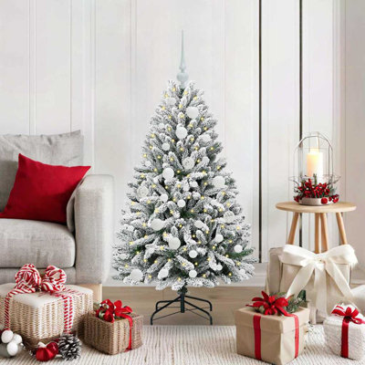 Artificial Christmas Tree Green and White PVC and Metal