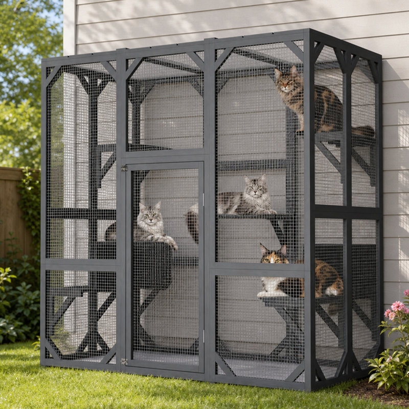 Cages et parcs spacieux pour chats, enclos moderne en bois et en métal de 180 cm pour la maison