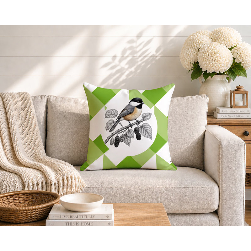 Oreiller réversible intérieur / extérieur Chikadee, 18 x 18, Vert printanier