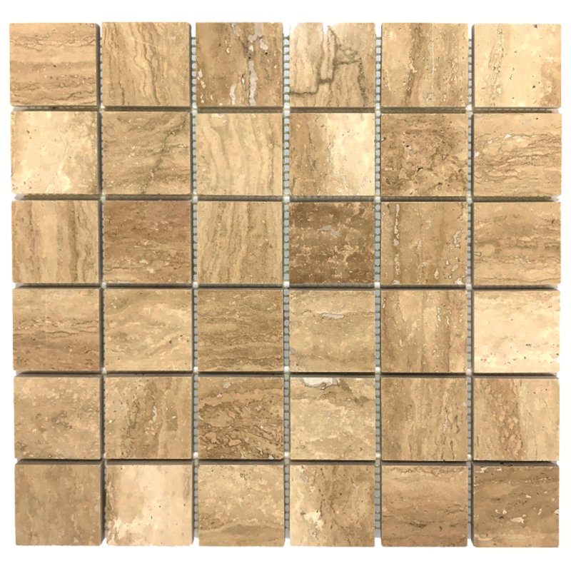Patara Ivory 2" x 2" Travertine Grid Mosaic Wall & Floor Tile