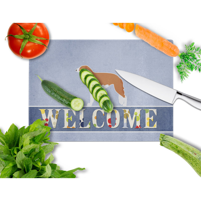 Planche à découper en verre à lévrier russe barzoï caroline Welcome Dog
