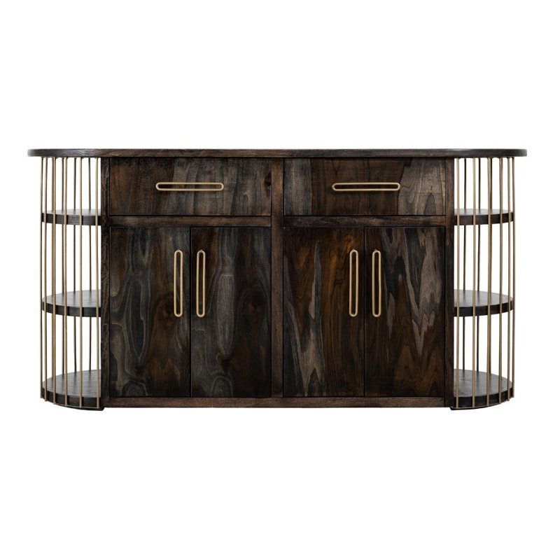 Balam 2 Drawer & 4 Door, 6 Shelf Kitchen Island, Dark Brown