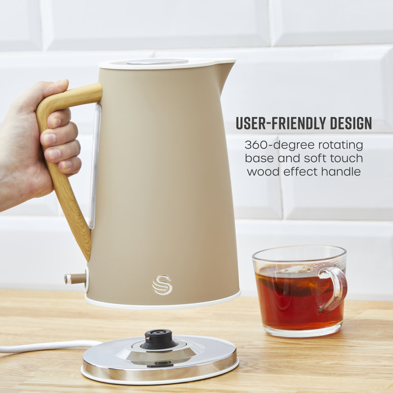 Swan SK14610 Nordic Cordless Jug Kettle with Fast Boil Technology, Overheat Protection, Soft Touch Handle, 1.7L, 3KW