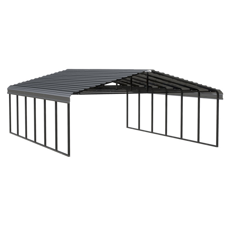 Charcoal Galvanized Steel Carport Kit with Black Frame, 20' x 29' x 9'