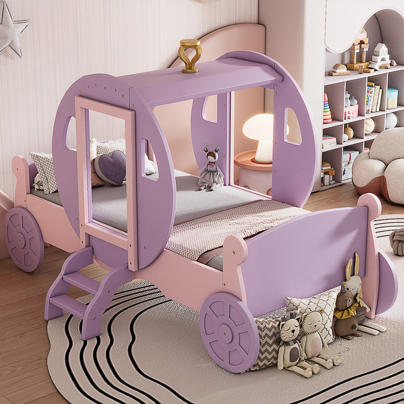 Lit simple de style princesse avec couronne, Rose
