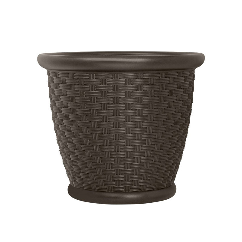 Pot à fleurs en résine Herringbone, Bronze, H 16 po x l 18 po x P 18 po