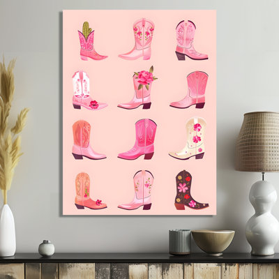 Pink Assorted Cowboy Boots - Cowgirls Wall Art