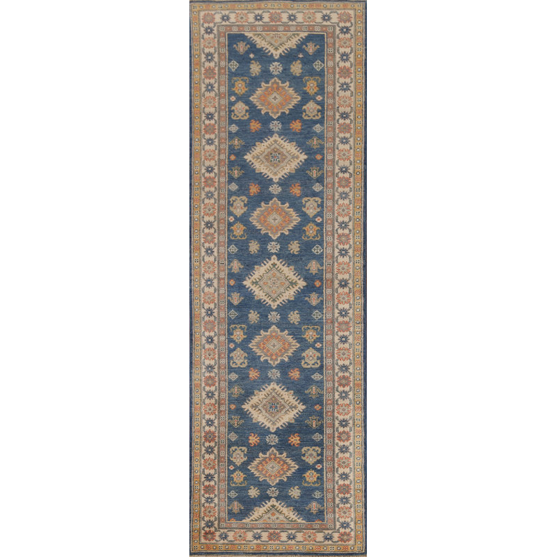 Tapis de couloir pakistanais bleu Kazak