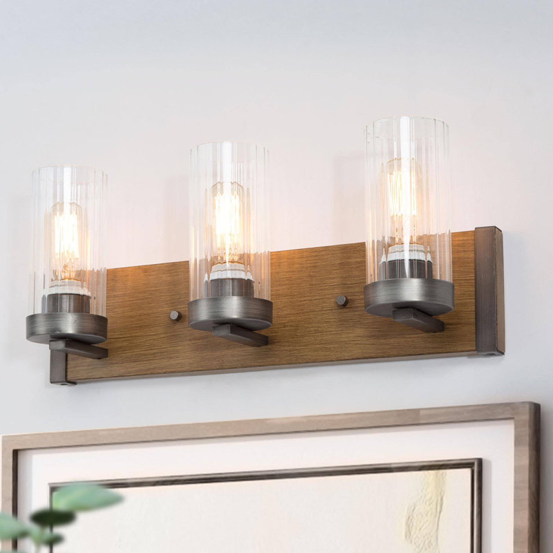 Kinman 3-light Brown Farmhouse Vanity Light Bar