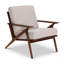 Chaise d'appoint Mid-Century moderne en tissu gris