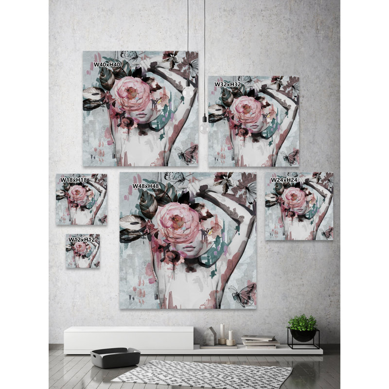 " Floral Crown Beauty II " by Parvez Taj Painting Print, 40" H x 40" W x 1.5" D