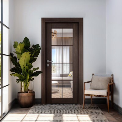 Avon 8 Lite DIY-Friendly Manufactured Wood Clear Glass Interior Like A Prehung Door