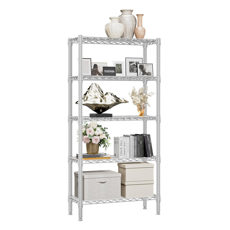 Étagère de rangement Étagère utilitaire Étagère utilitaire à 5 niveaux avec grille métallique pour la maison, la cuisine et le bureau
