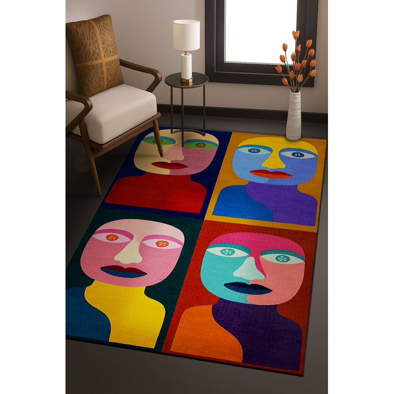 Tapis tissé à motif abstrait rouge Mosso, 4 pi 11 po x 7 pi 7 po