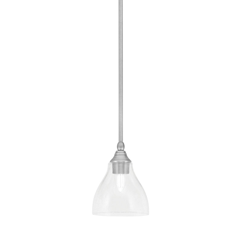 Mini-luminaire suspendu suspendu au fini nickel brossé avec verre de 6,25 po, Clair